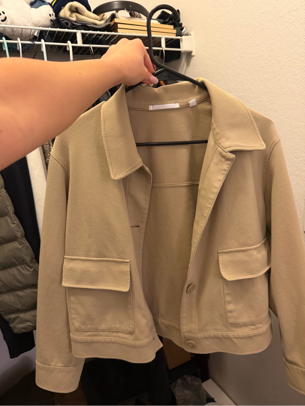 Uniqlo Beige Cropped Jacket with Patch Pockets